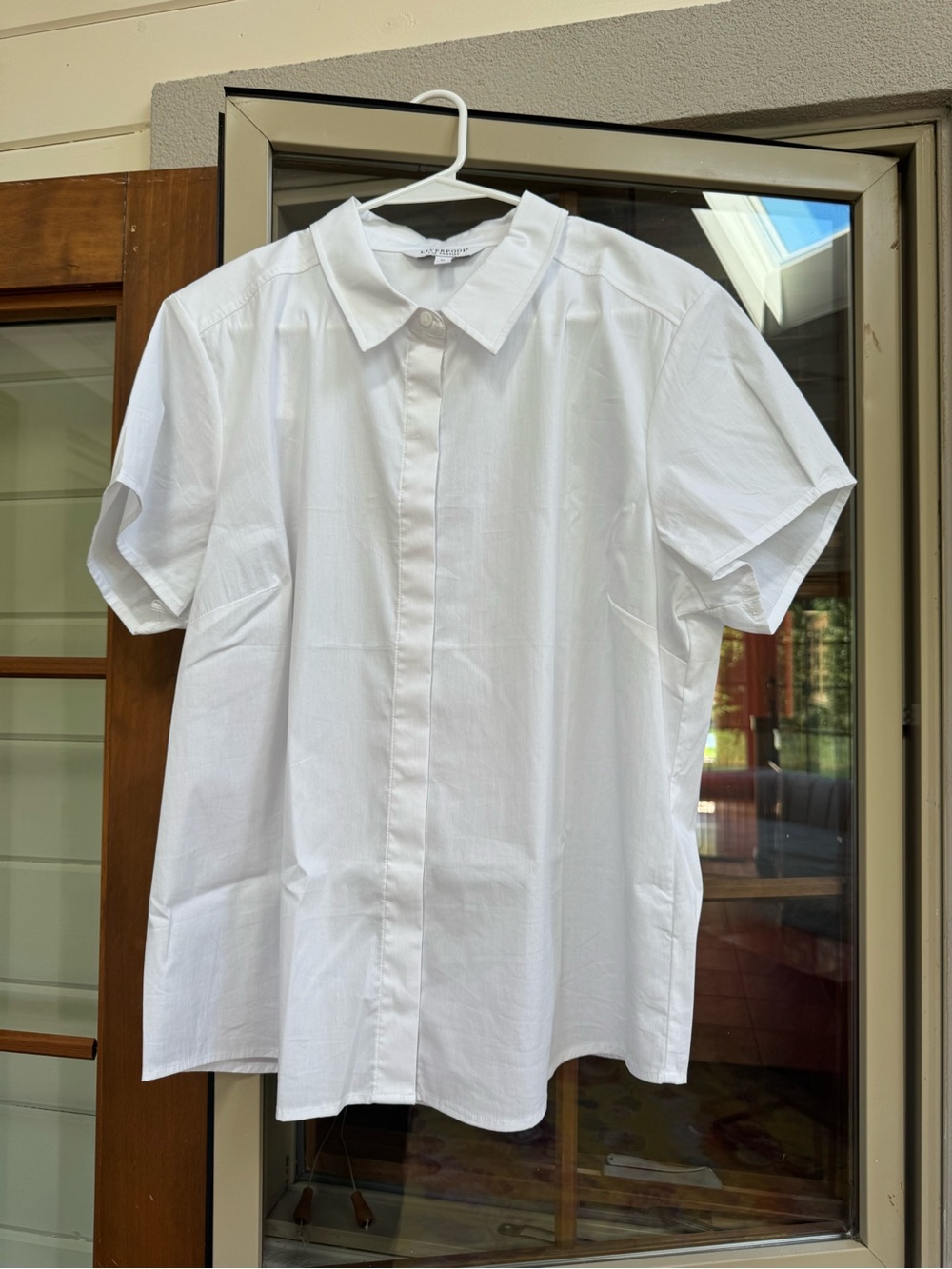 Liverpool White Short-Sleeve Button-Front Blouse